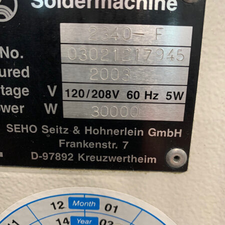 SEHO MWS 2340-F Wave Soldering Machine (2003)