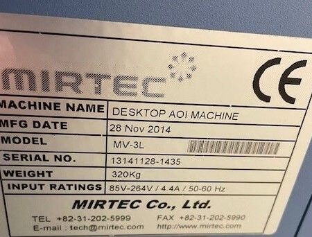 Mirtec MV-3L Benchtop AOI (2014) -1